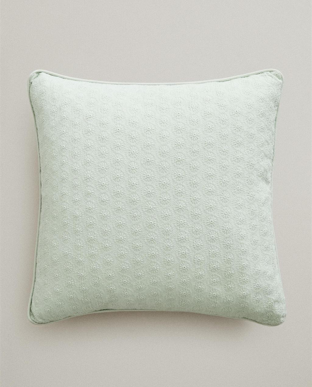 CUSHION COVER WITH FLORAL EMBROIDERY