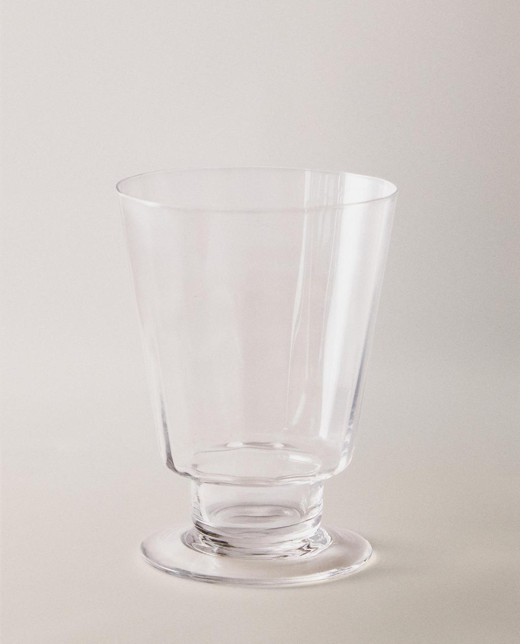TAÇA BAIXA DE VIDRO COM EFEITO DE LINHAS
