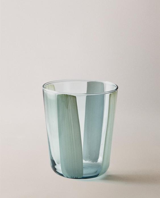 Striped Glass Tumbler (Blue)