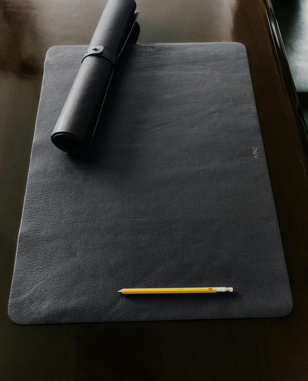 BLUE LEATHER DESK MAT
