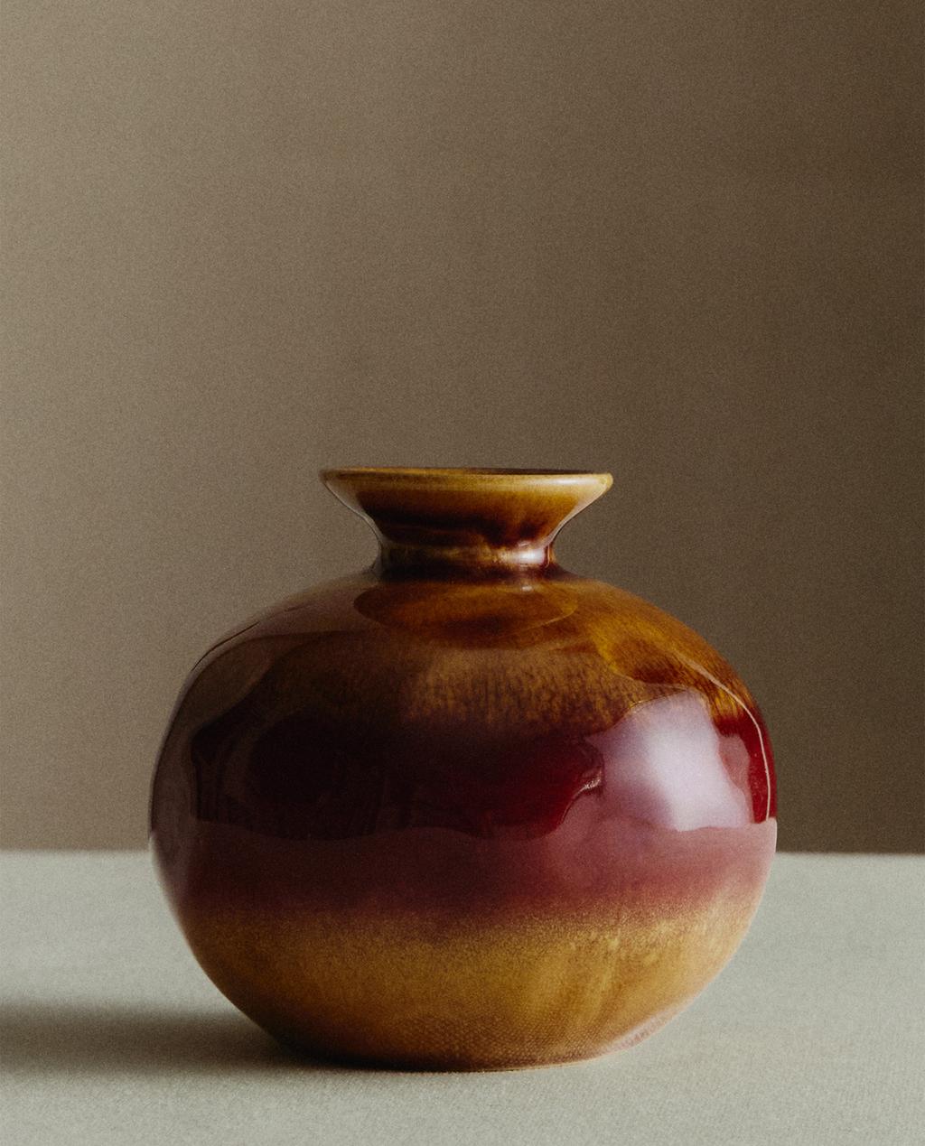 VASO DE CERÂMICA BAIXO COM COR