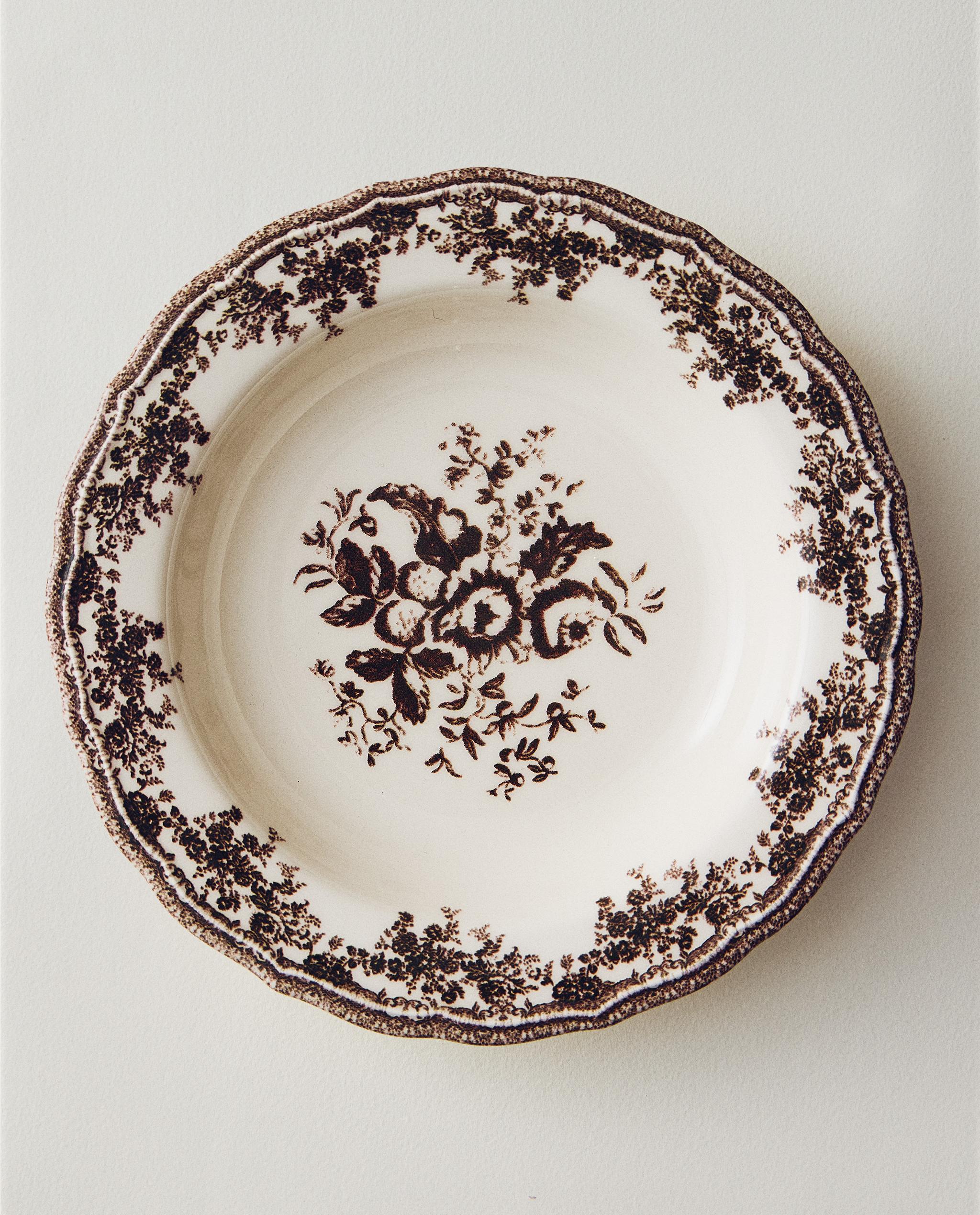 R*c様 廃盤 大人気 新品 黒 クレイポッタリー 花柄 フローラル アースンウ スープ皿 クレイポッタリー 花柄 | Zara Home 日本/Japan