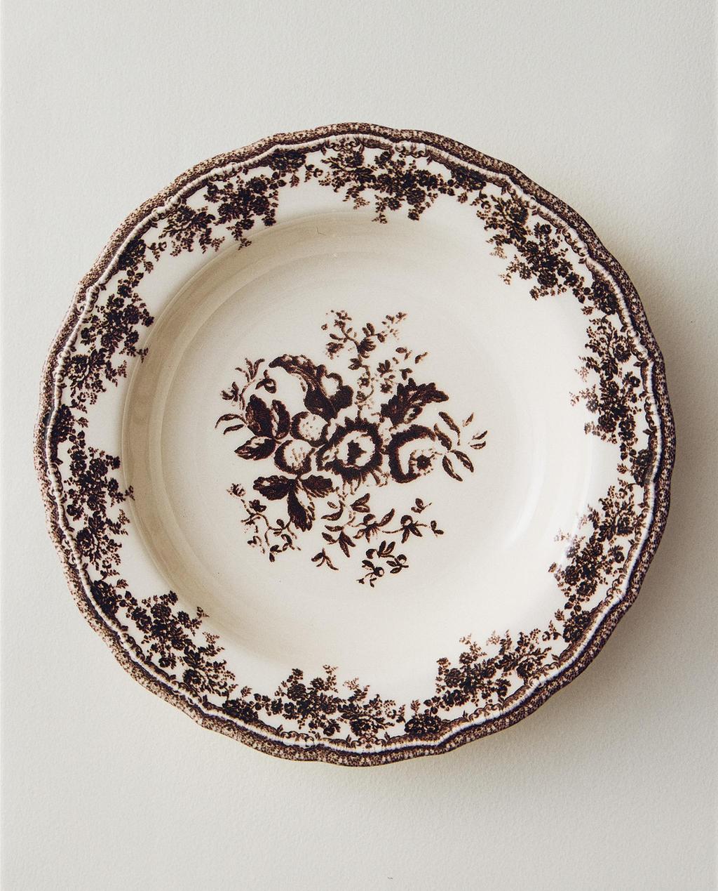 FLORAL EARTHENWARE SOUP PLATE