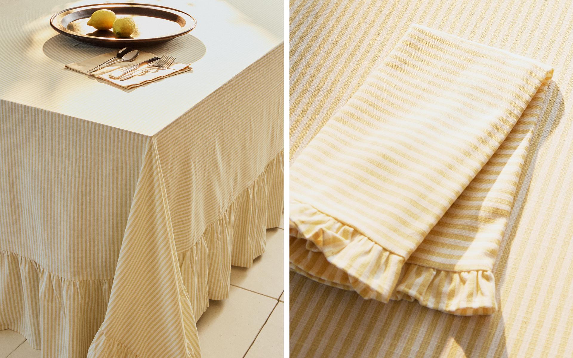 RUFFLED COTTON TABLECLOTH