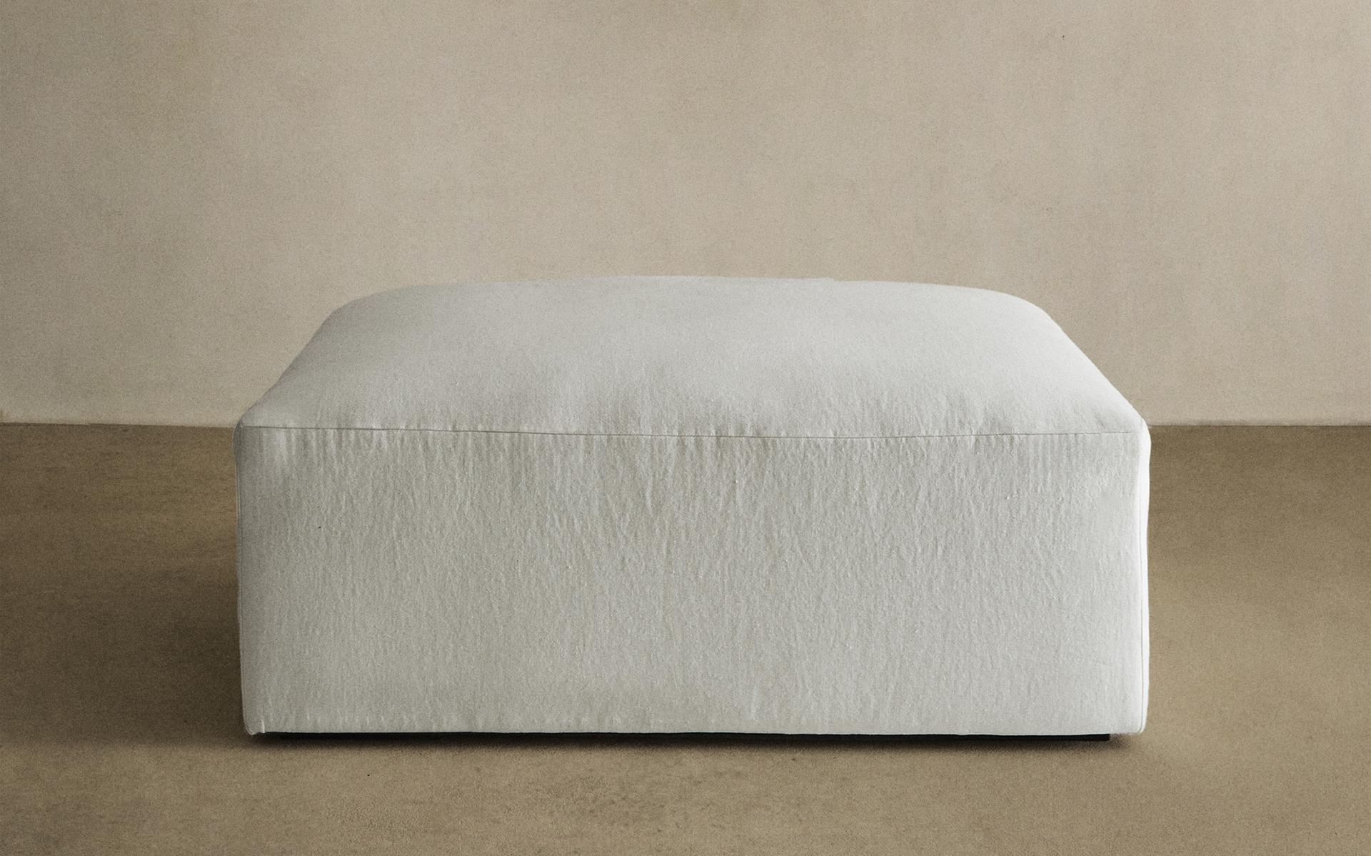 FADED LINEN OTTOMAN