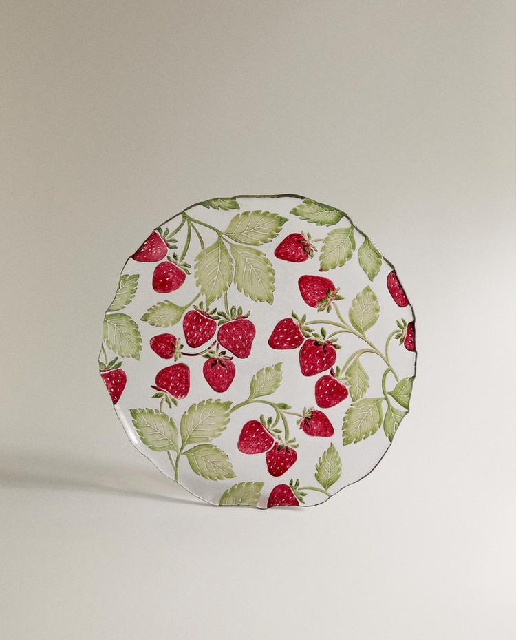 PLATO POSTRE VIDRIO FRESAS