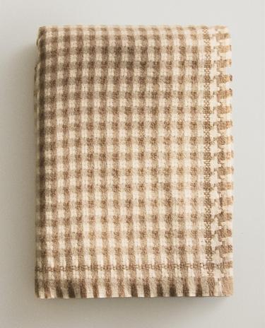 CHECK BLANKET WITH FRINGING