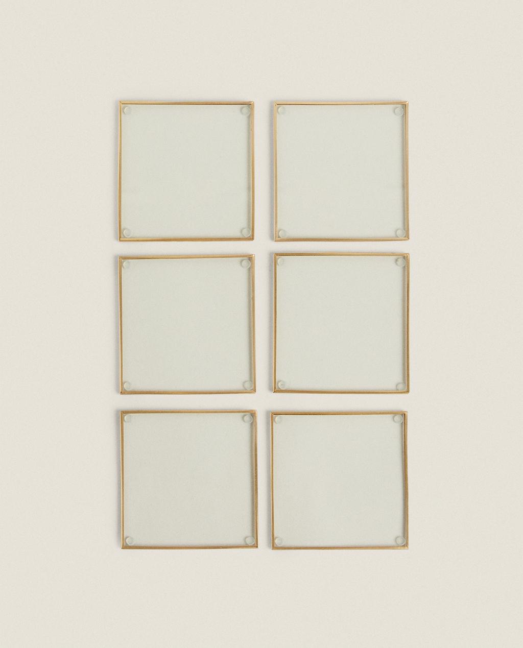 PACK OF METAL AND GLASS COASTERS (PACK OF 6)