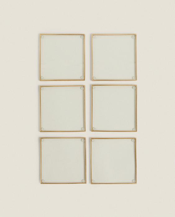 PACK OF METAL AND GLASS COASTERS (PACK OF 6) PACK OF METAL AND GLASS COASTERS (PACK OF 6)