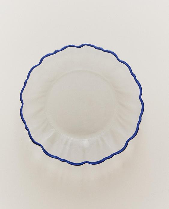 GLASS DESSERT PLATE WITH RIM