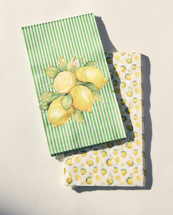 LOT DE 30 SERVIETTES DE TABLE PAPIER CITRONS