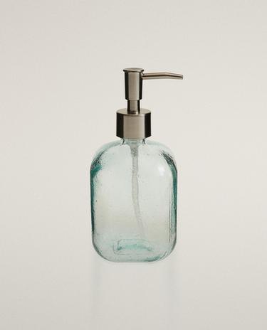 BLUE BUBBLED GLASS SOAP DISPENSER
