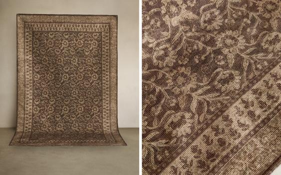 VINTAGE VLOERKLEED MET BLOEMEN