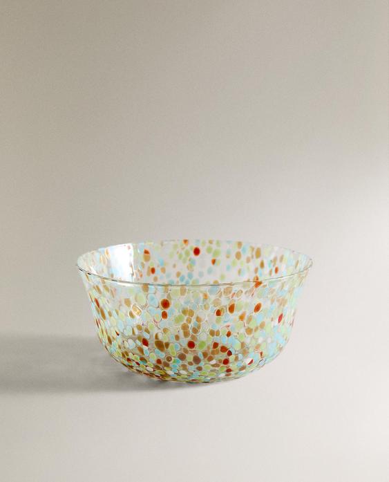MULTICOLOURED SPECKLED GLASS BOWL