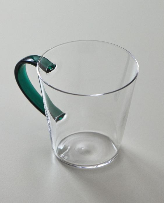 BOROSILICATE GLASS MUG WITH COLOURED HANDLE