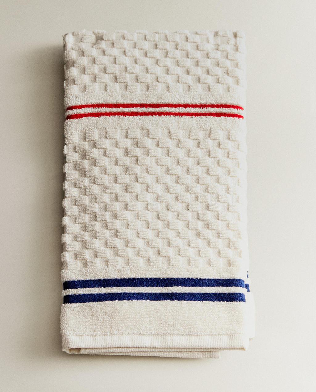 STRIPED COTTON TERRY TEA TOWEL