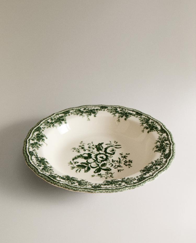FLORAL EARTHENWARE SOUP PLATE