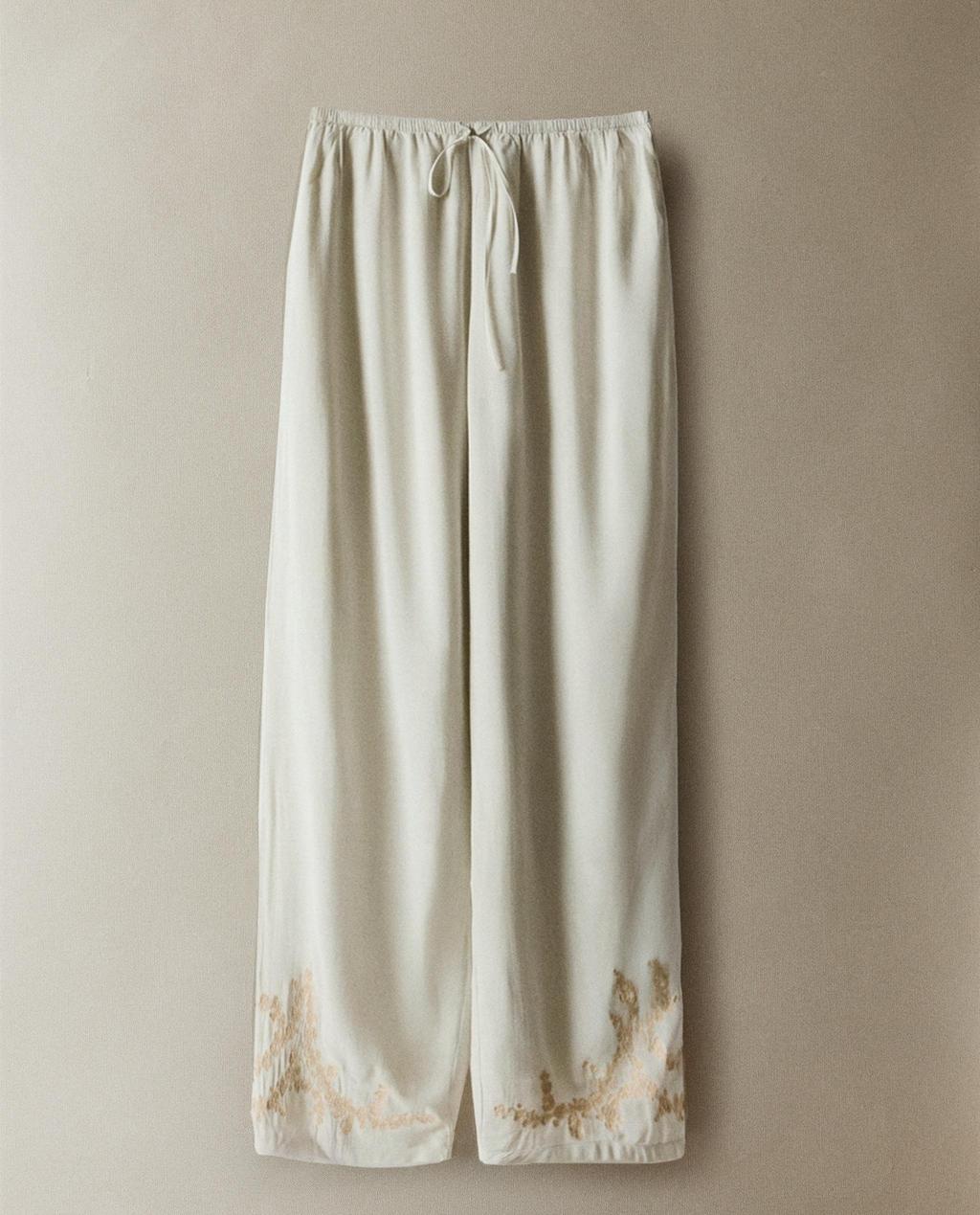 EMBROIDERED SUEDE TROUSERS