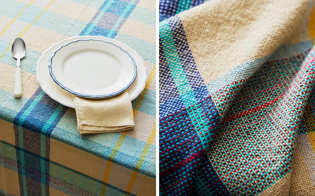 DYED THREAD CHECK TABLECLOTH