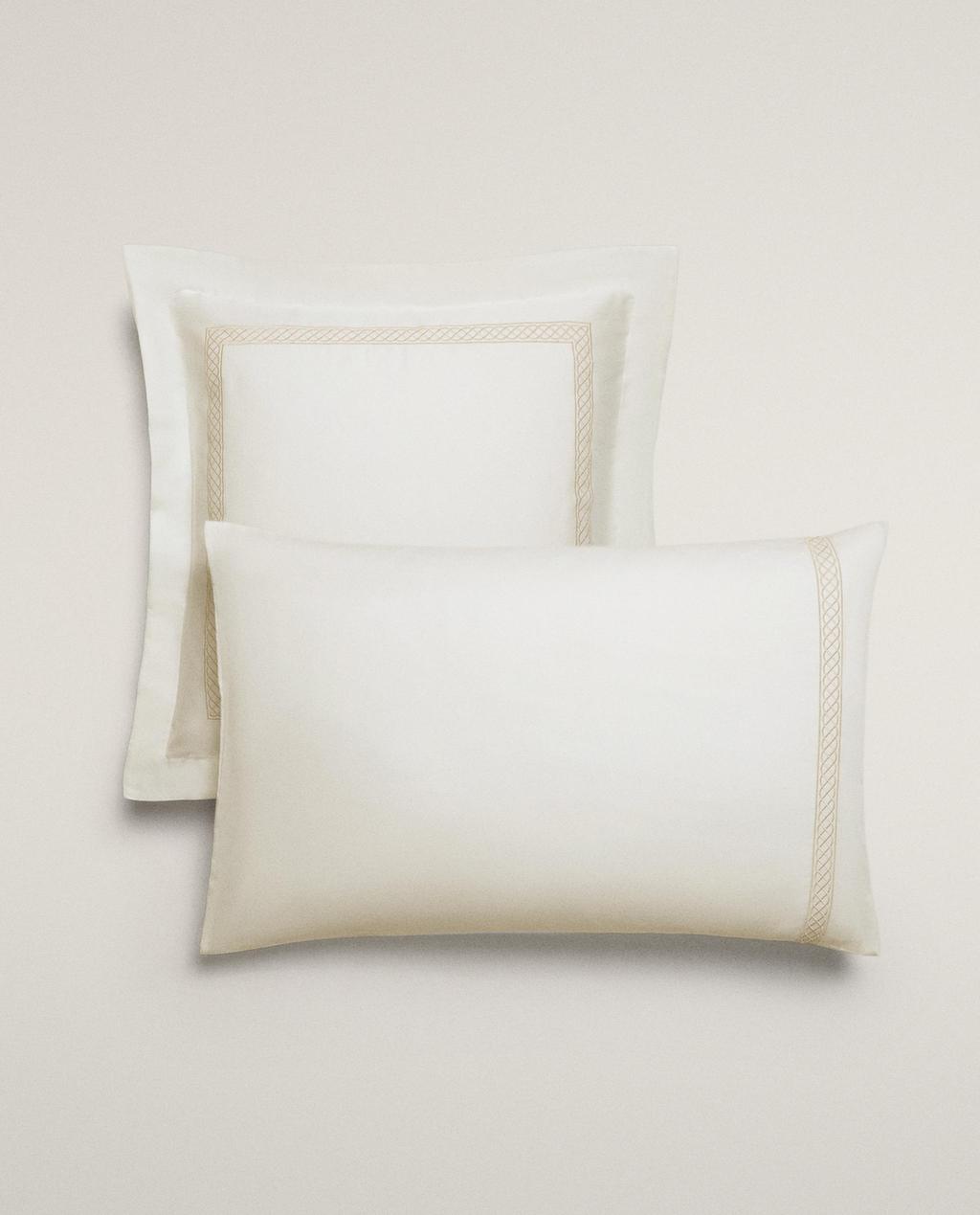 EMBROIDERED SATEEN PILLOWCASE