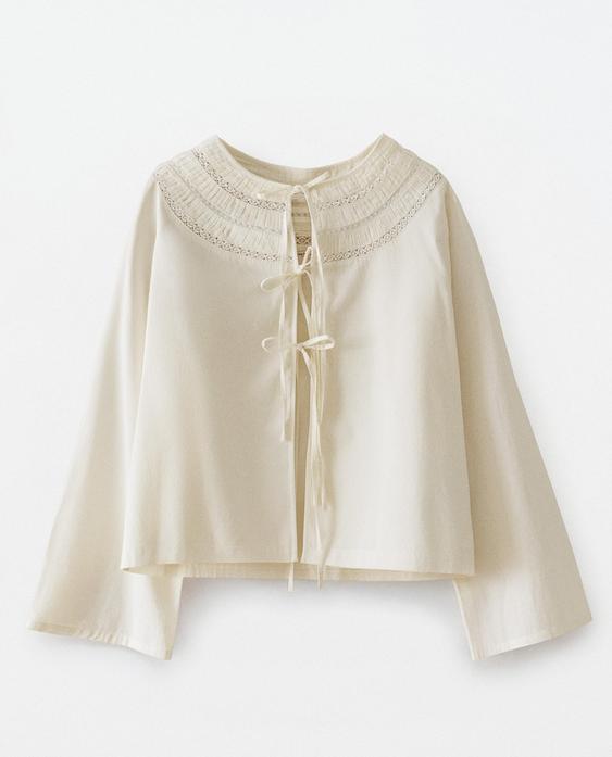 SHIRT WITH PLEATED COLLAR
