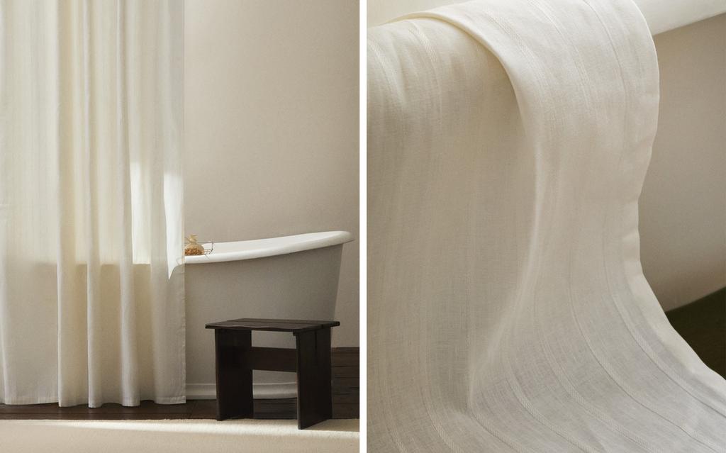 JACQUARD LINEN SHOWER CURTAIN