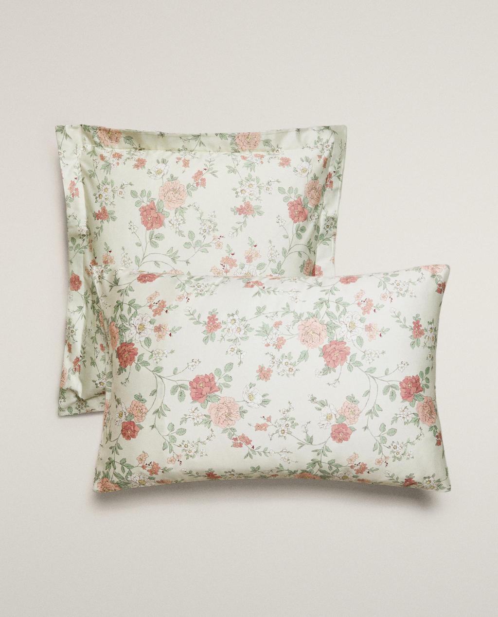 PEONY PRINT SATEEN PILLOWCASE