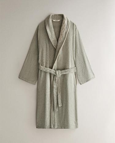 DRESSING GOWN WITH PLANT EMBROIDERY