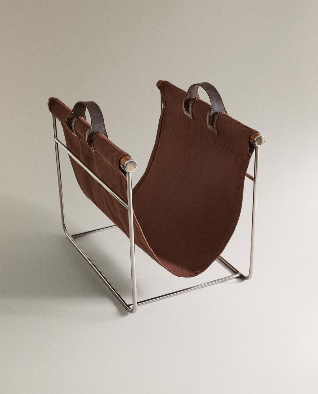 COTTON AND LEATHER MAGAZINE RACK