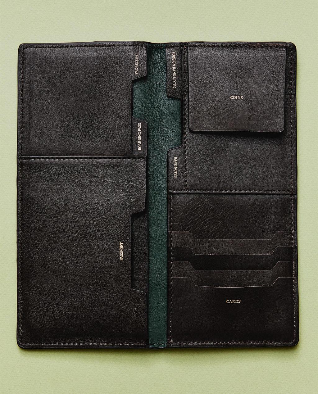 LEATHER TRAVEL ORGANIZER WALLET