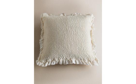 KIDS’ MINI WAFFLE TEXTURE CUSHION COVER WITH RUFFLE TRIM