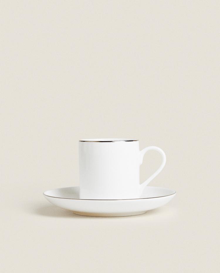 TAZA DE CAFÉ Y PLATO BONE CHINA FILO