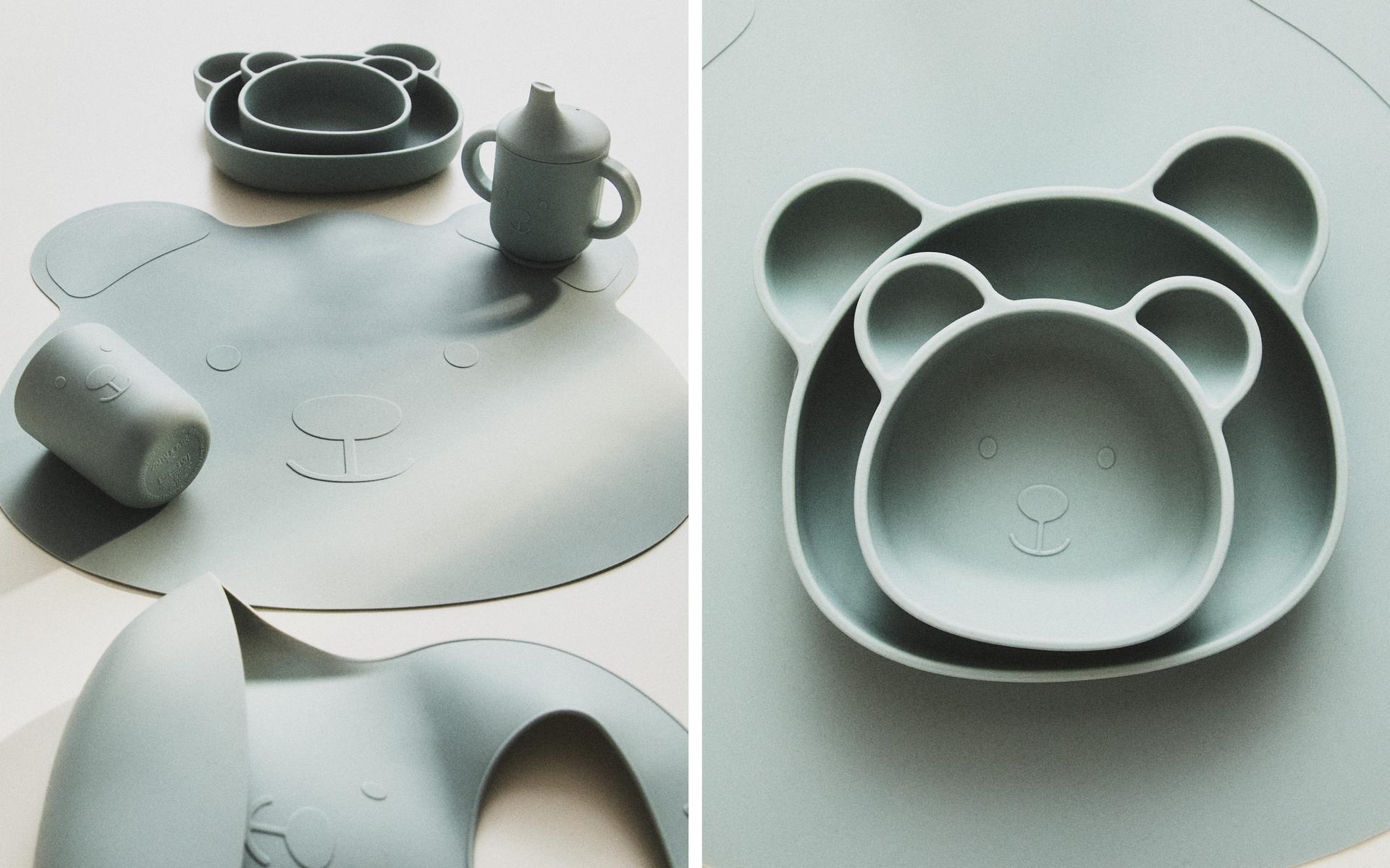 KIDS' BLUE BEAR SILICONE TABLEWARE