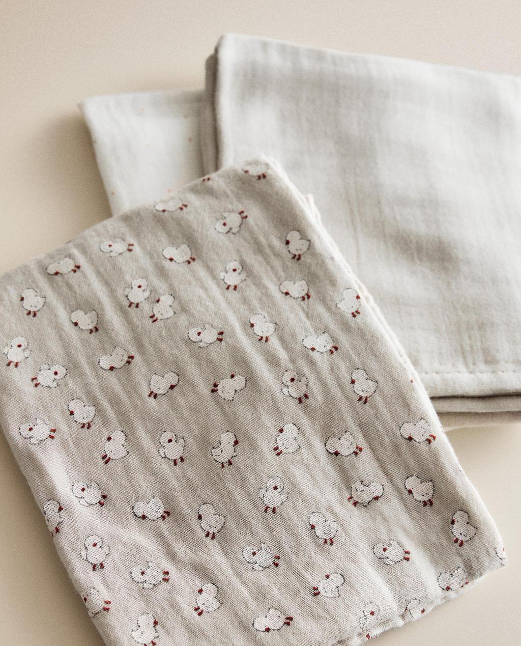 MOUSSELINES BÉBÉ POUSSINS (LOT DE 3)