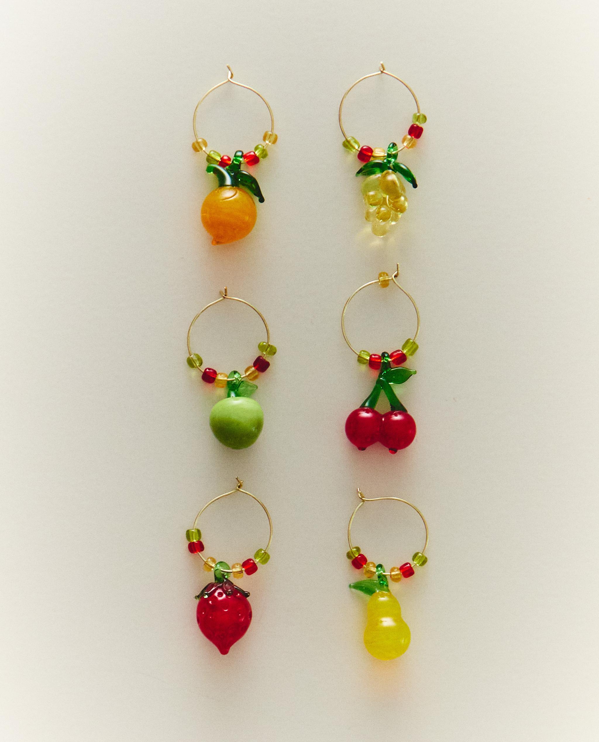 PACK OF FRUIT GLASS CHARMS (PACK OF 6)