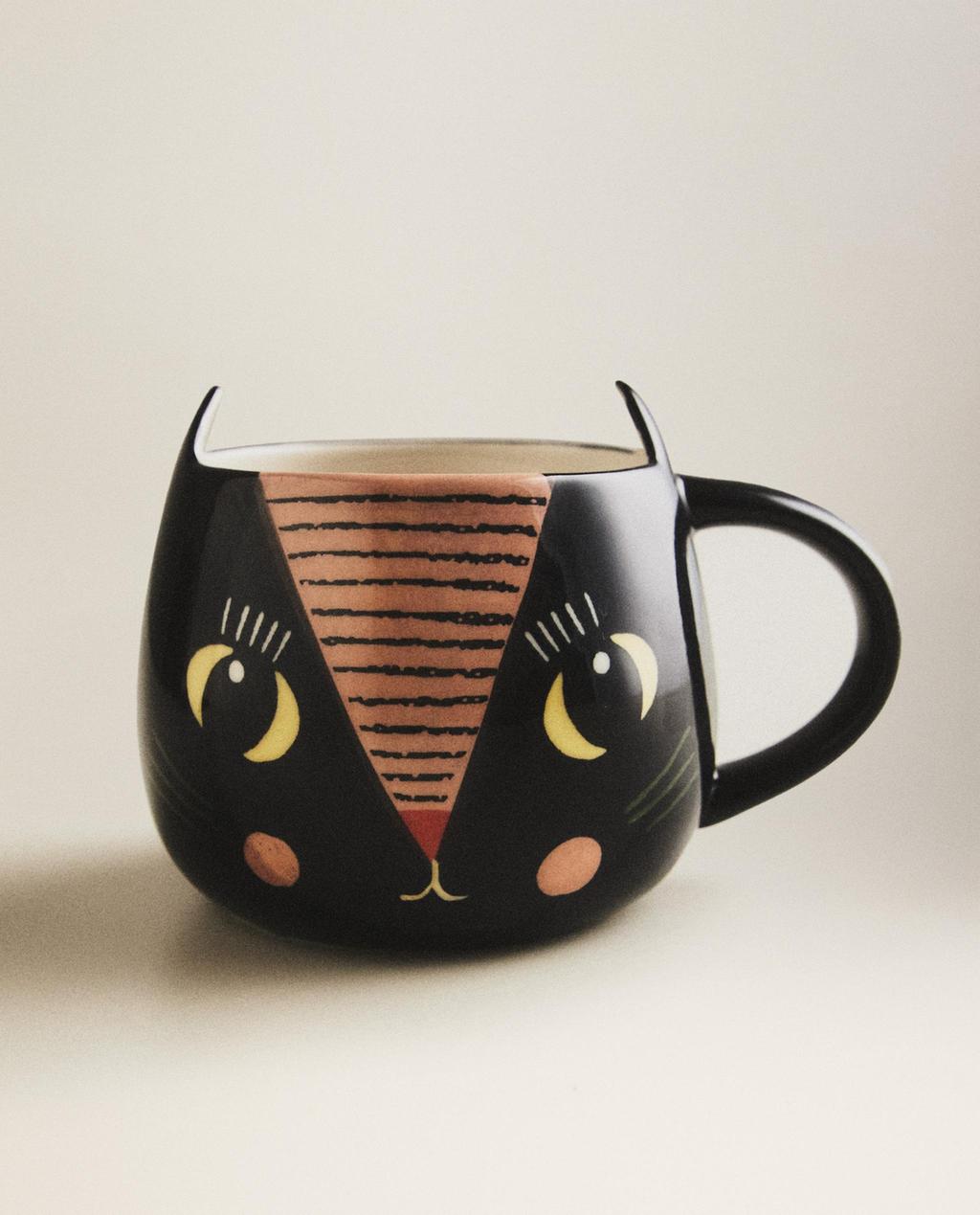 HALLOWEEN BLACK CAT KIDS' STONEWARE MUG