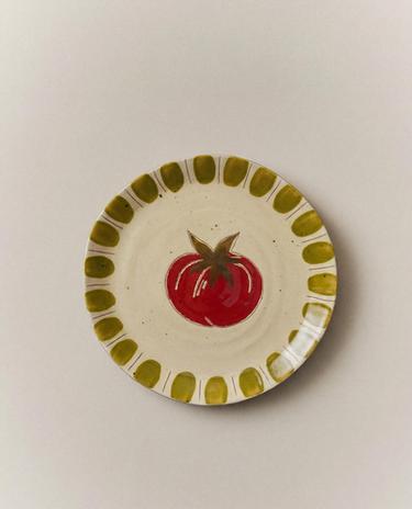 EARTHENWARE DESSERT PLATE WITH FRUIT DESIGN