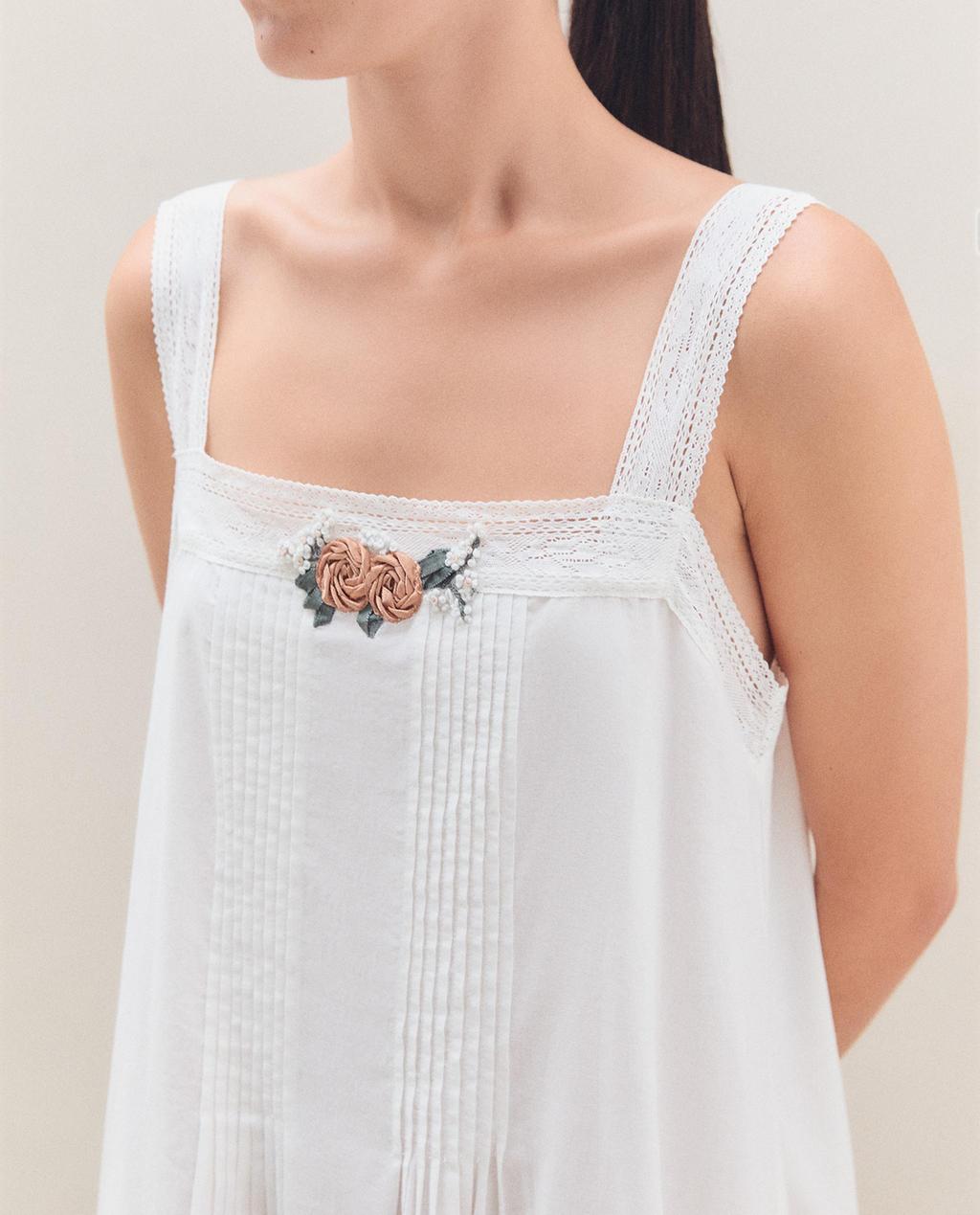 FLORAL PINTUCK COTTON NIGHTDRESS