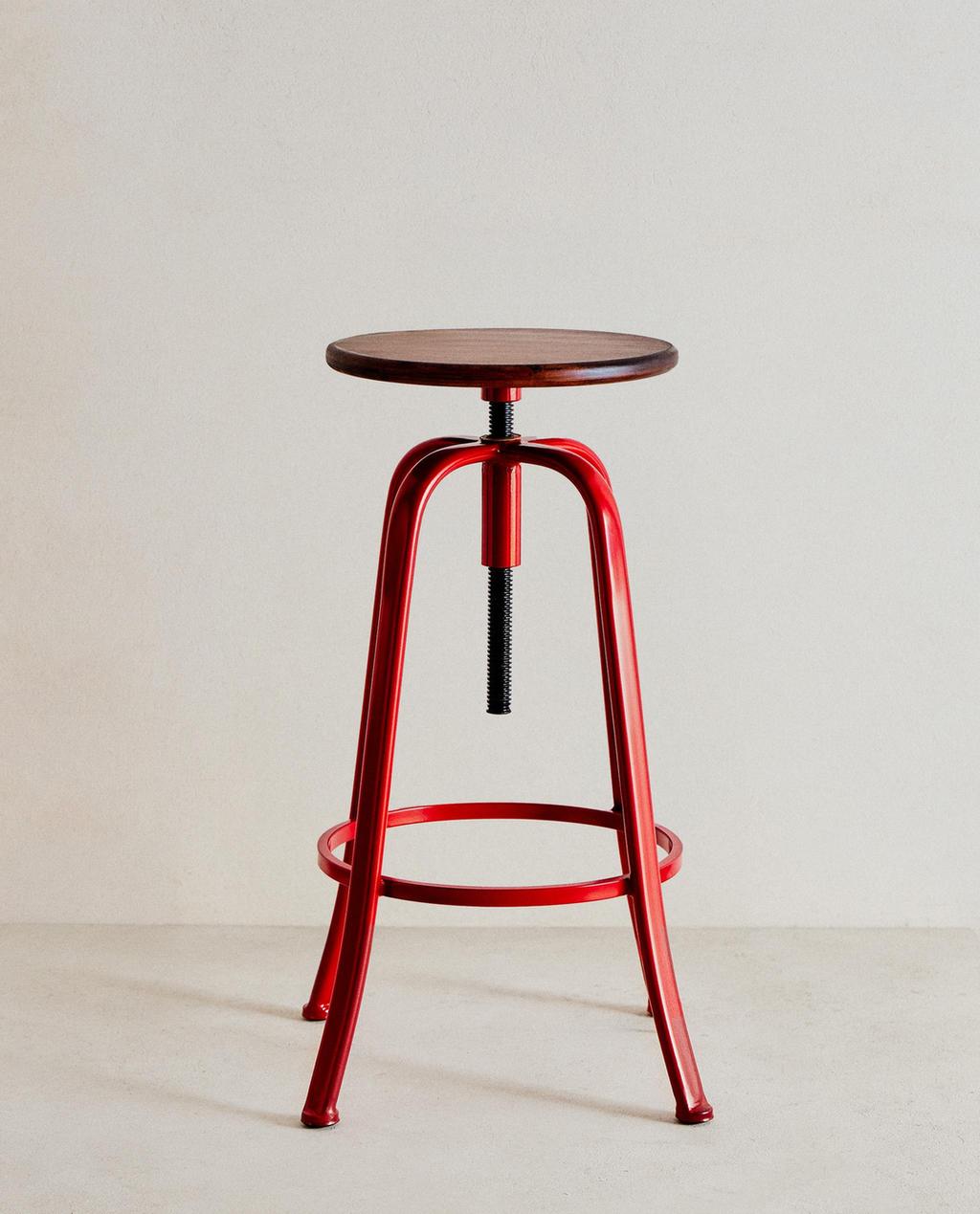 WOOD AND METAL SWIVEL STOOL