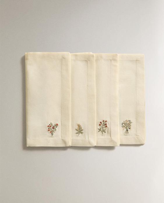 PACK SERVIETTEN BLUMENSTICKEREI (4ER-PACK)
