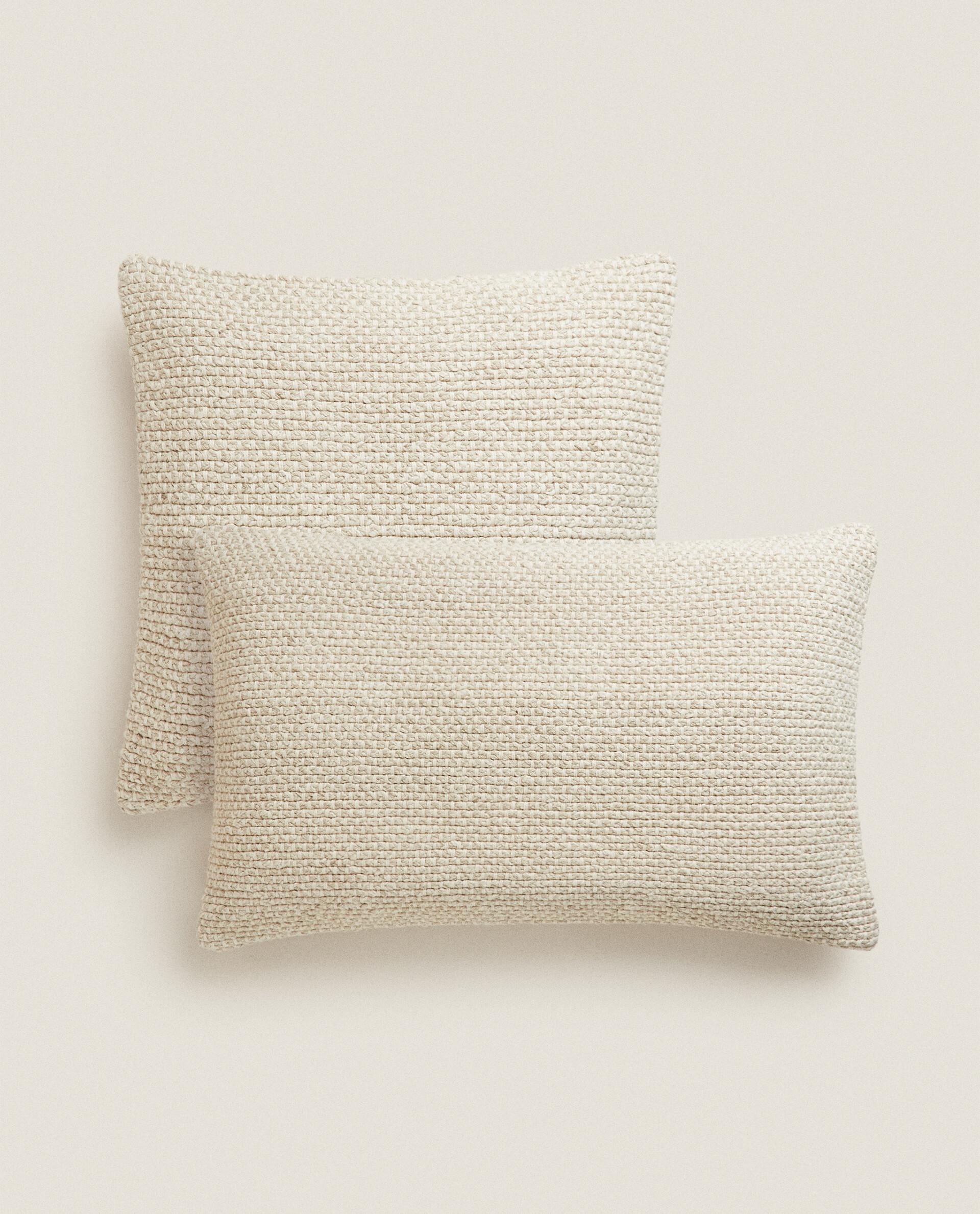 お値引き‼️ZARA HOME クッションカバー　ホワイト2枚セット 編み込み クッションカバー | Zara Home 日本/Japan