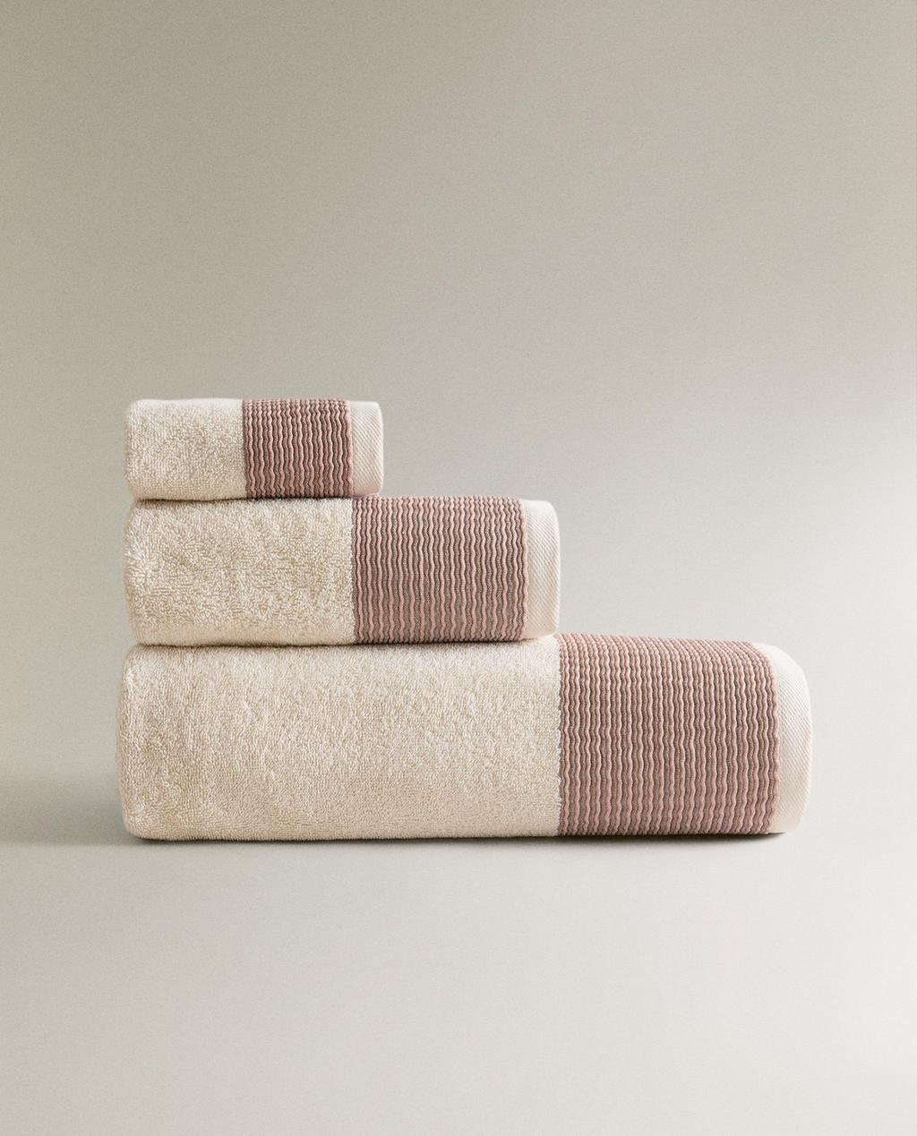 SERVIETTE DE BAIN VELOURS RAYURES