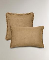 STRIPED CUSHION COVER WITH FRINGING