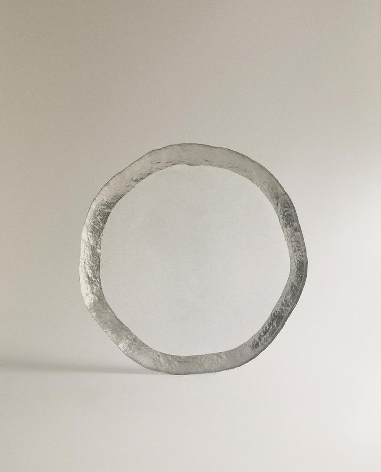 RAISED GLASS DESSERT PLATE WITH SILVER RIM
