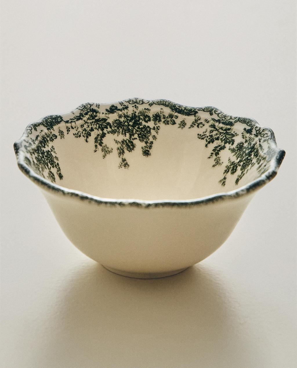 FLORAL EARTHENWARE SNACK BOWL