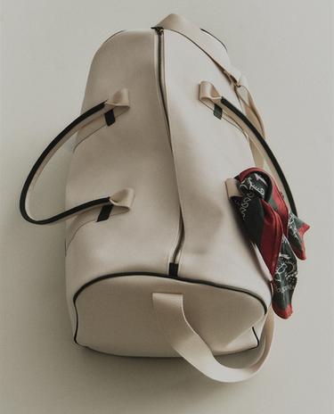 COTTON AND LEATHER TRAVEL BAG
