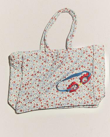 SAC DE PLAGE FLEURI EN COTON
