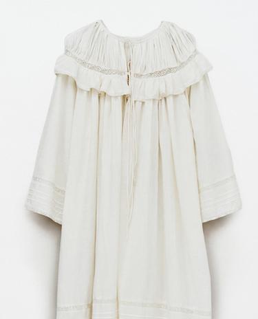 ROBE DE CHAMBRE EN COTON ET DENTELLE