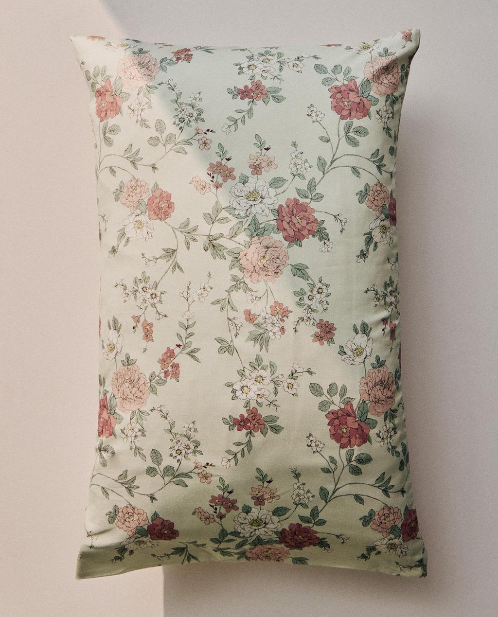 PEONY PRINT SATEEN PILLOWCASE