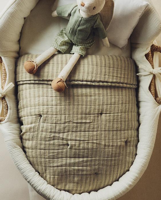 KIDS' COTTON QUILTED BEDSPREAD WITH THIN STRIPES